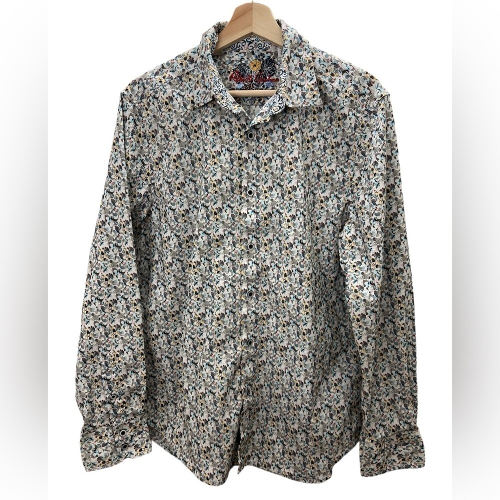 Robert Graham Colorful Swirls Long Sleeve Button Down Shirt Size XL